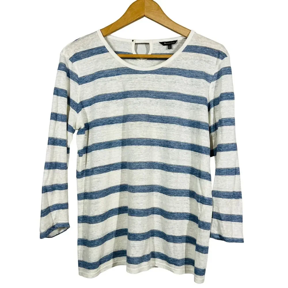 Mossimo Dutti Long Sleeve Stripe Top Tunic Pullover SCoop Neck Tee - M